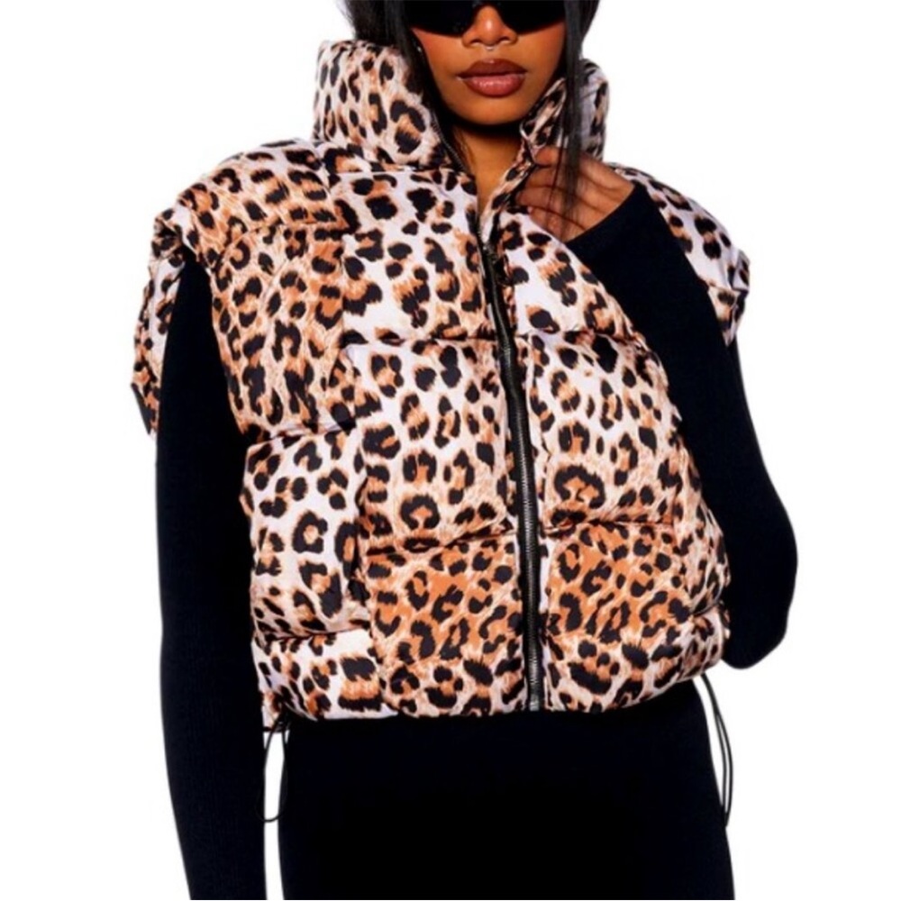 Leopard Print Puffer Vest